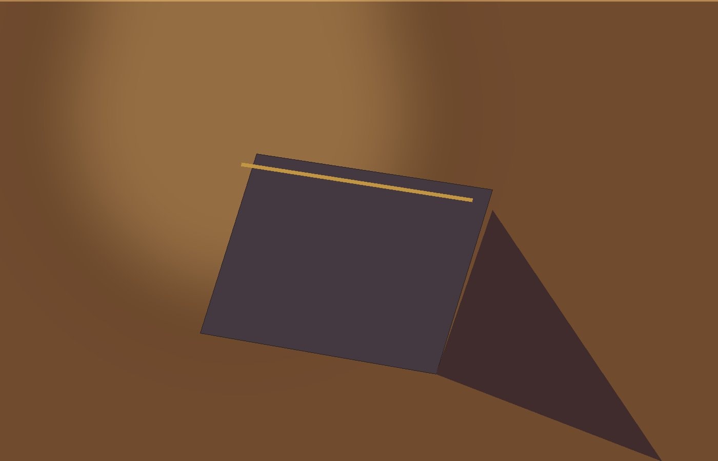 A closed clothbound diary casting a long shadow across a spare desk